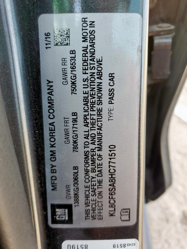 2017 Chevrolet Spark 2Lt VIN: KL8CF6SA8HC771510 Lot: 84597205