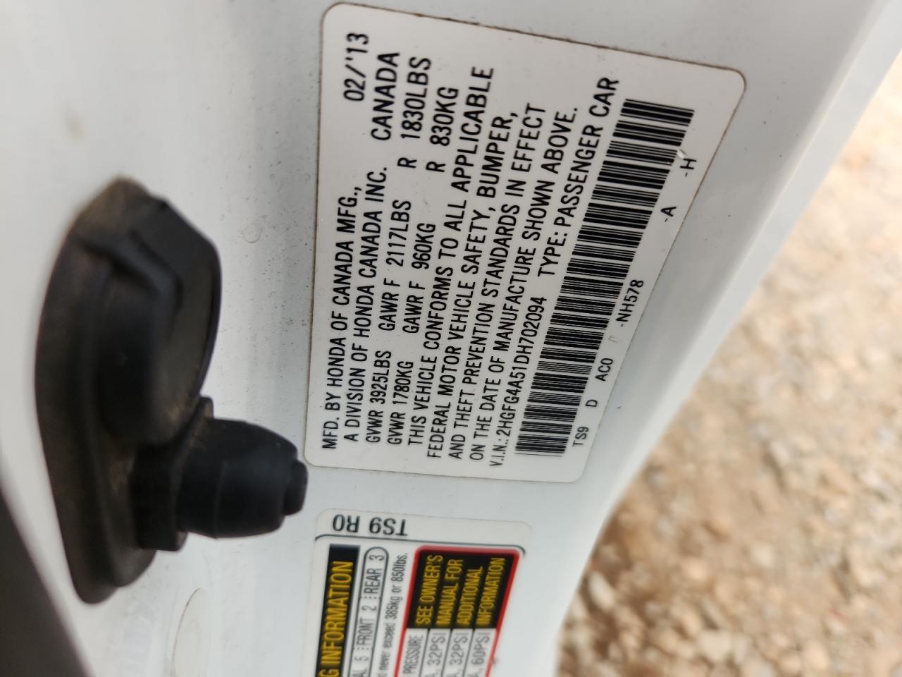 2013 Honda Civic Si VIN: 2HGFG4A51DH702094 Lot: 80146765