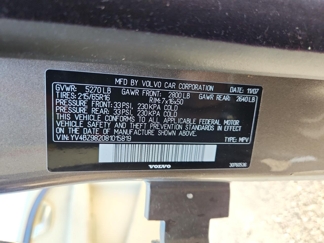 2008 Volvo Xc70 VIN: YV4BZ982081015819 Lot: 84601405