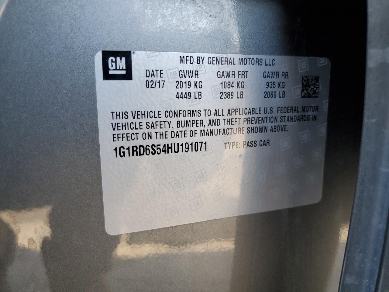 2017 Chevrolet Volt Premier VIN: 1G1RD6S54HU191071 Lot: 81804305