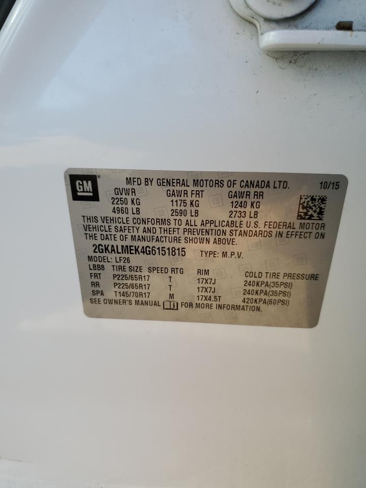 2016 GMC Terrain Sle VIN: 2GKALMEK4G6151815 Lot: 81007415