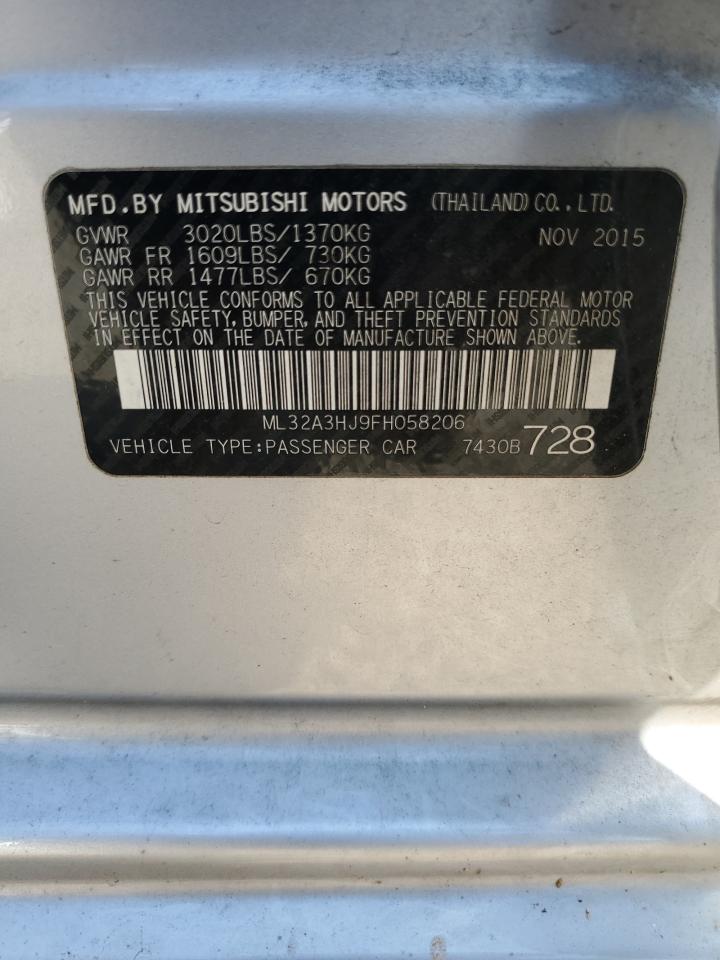 2015 Mitsubishi Mirage De VIN: ML32A3HJ9FH058206 Lot: 71496375