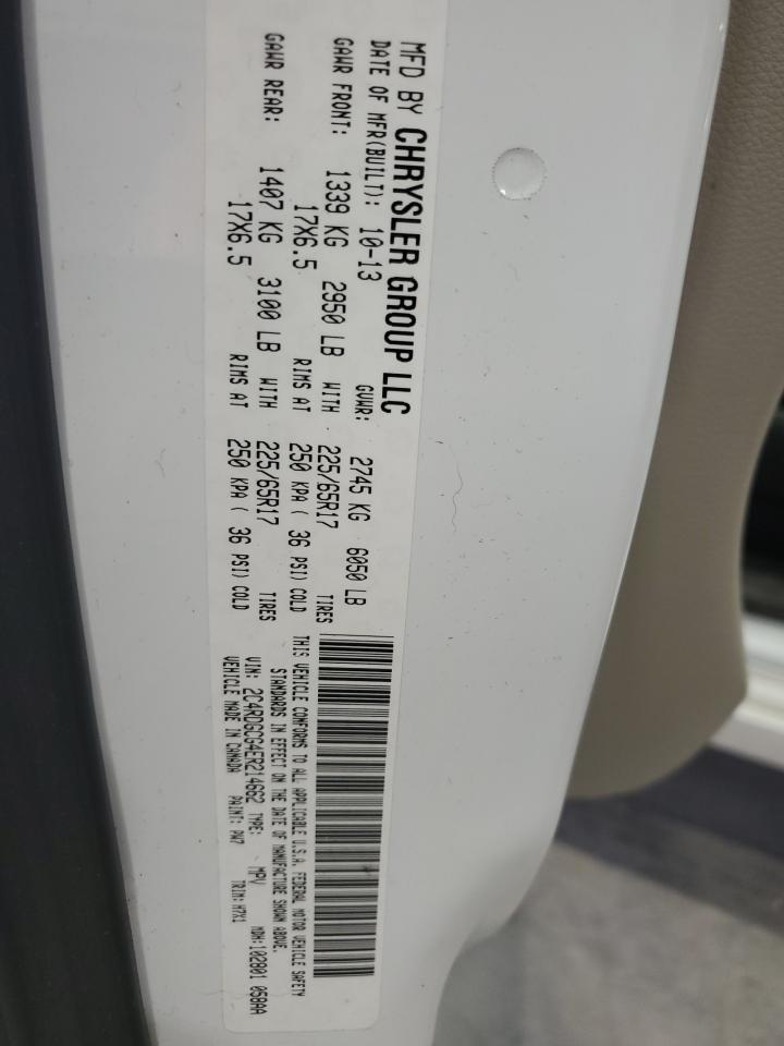 2014 Dodge Grand Caravan Sxt VIN: 2C4RDGCG4ER214662 Lot: 70570895