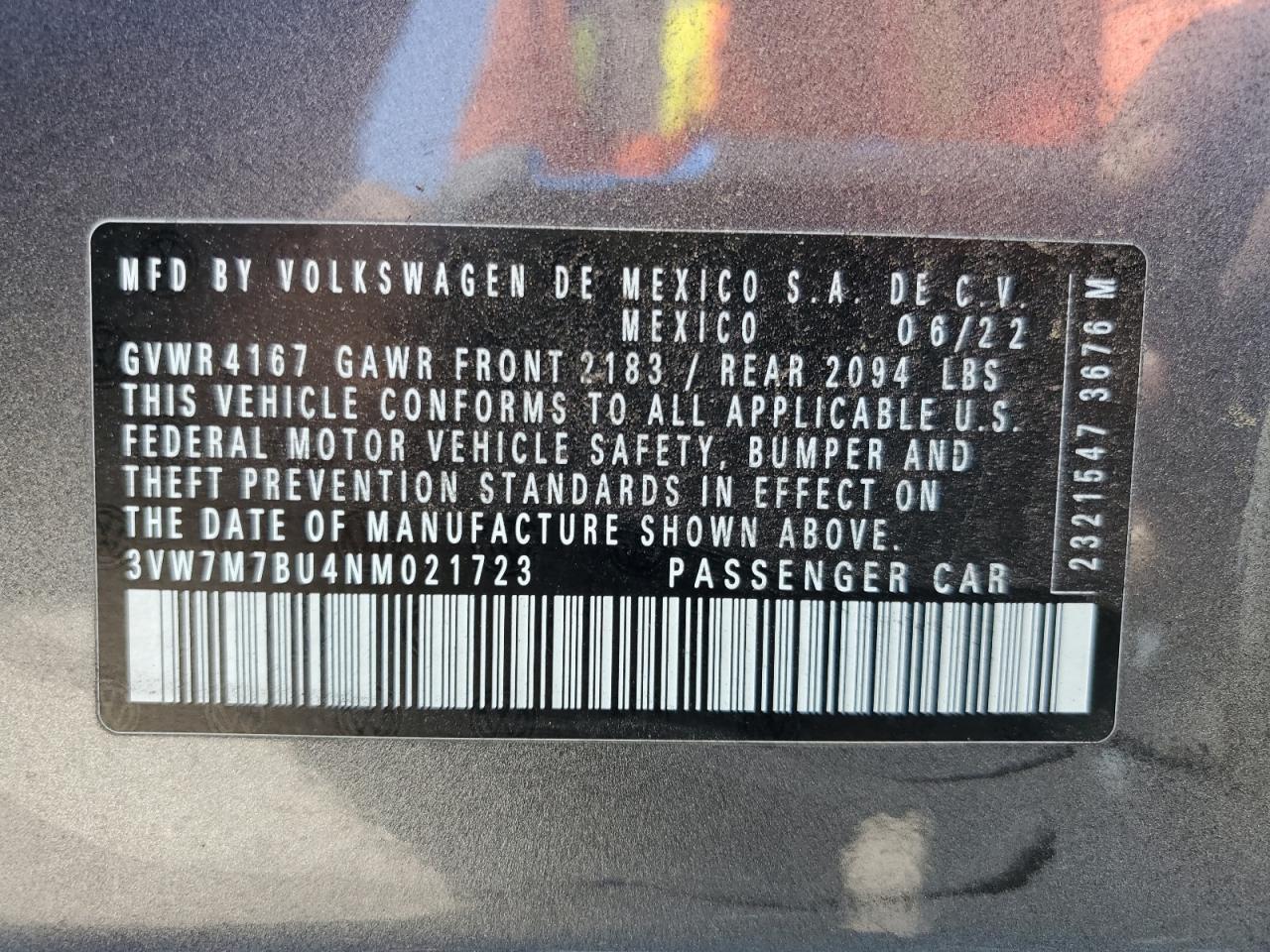 2022 Volkswagen Jetta Se VIN: 3VW7M7BU4NM021723 Lot: 81251475