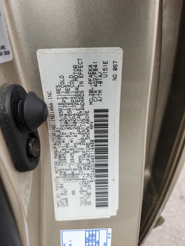 2004 Toyota Sienna Ce VIN: 5TDZA23C44S114480 Lot: 80558935