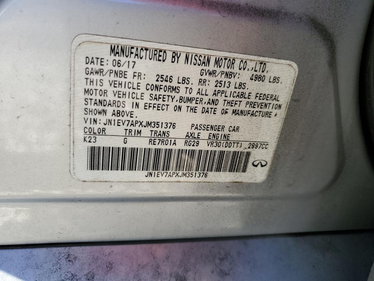 2018 Infiniti Q50 Luxe VIN: JN1EV7APXJM351376 Lot: 83822885