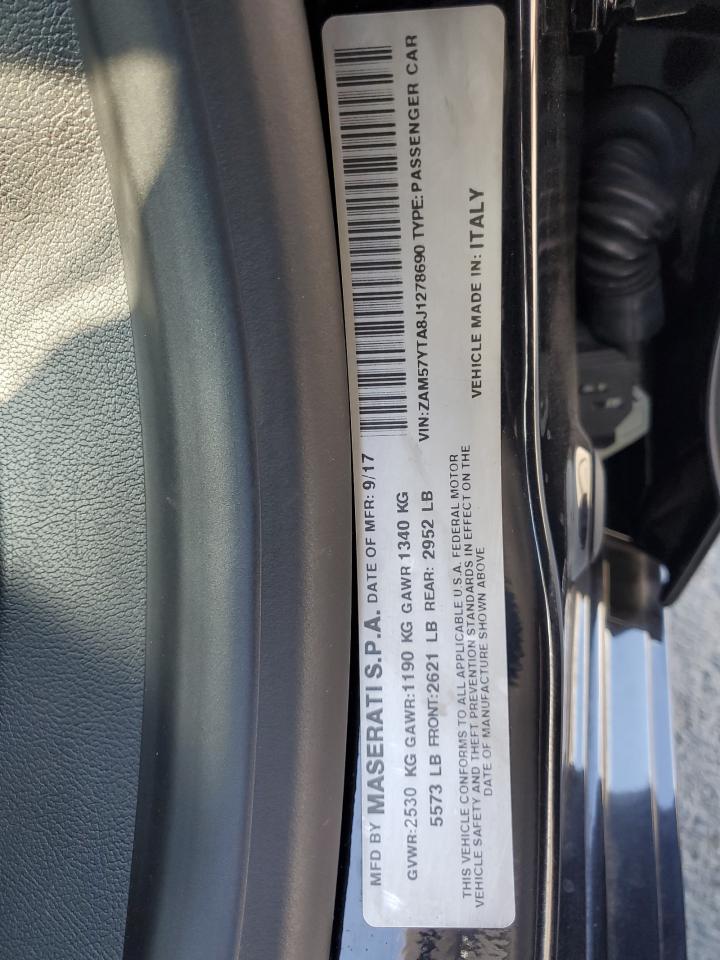 2018 Maserati Ghibli S VIN: ZAM57YTA8J1278690 Lot: 81450725