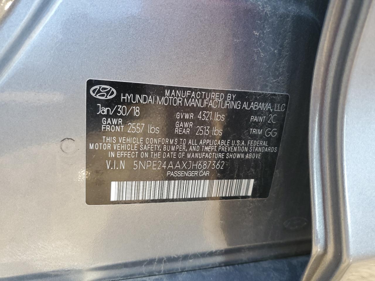 2018 Hyundai Sonata Eco VIN: 5NPE24AAXJH687362 Lot: 81162715