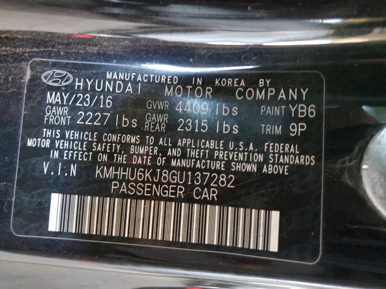 2016 Hyundai Genesis Coupe 3.8 R-Spec VIN: KMHHU6KJ8GU137282 Lot: 84377355
