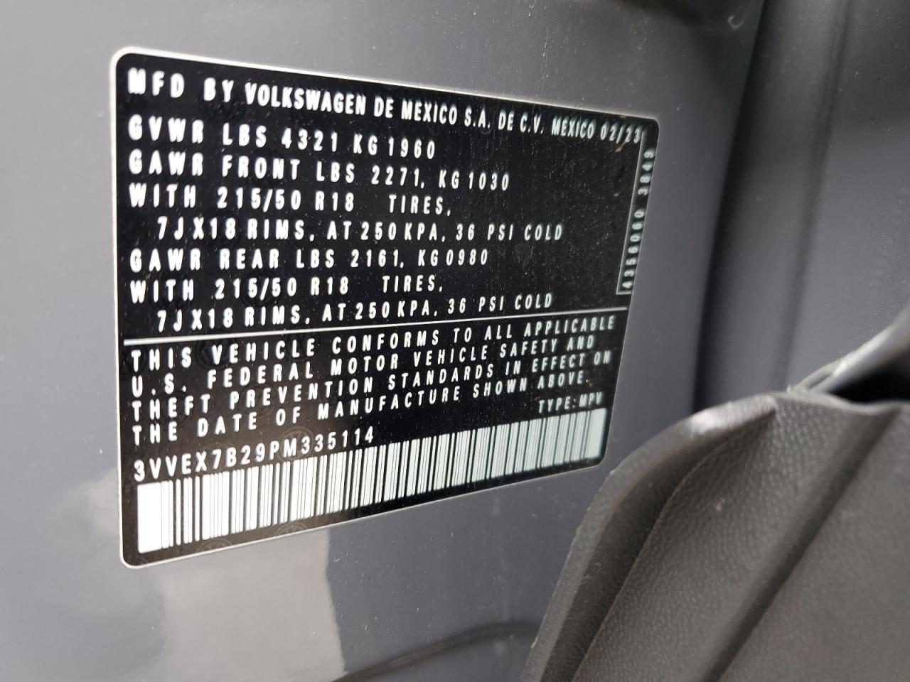 2023 Volkswagen Taos Se VIN: 3VVEX7B29PM335114 Lot: 81835465