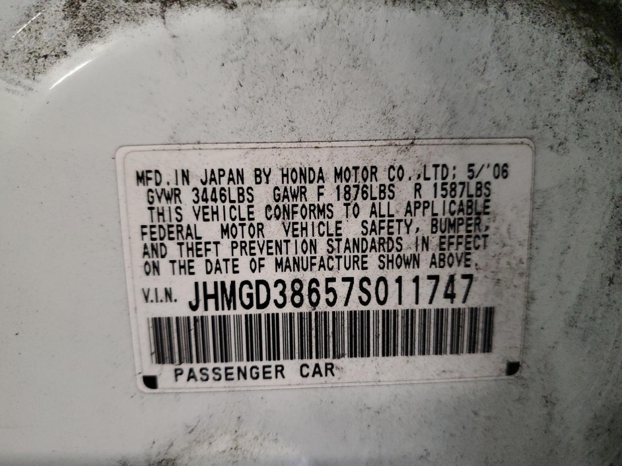 2007 Honda Fit S VIN: JHMGD38657S011747 Lot: 71538265