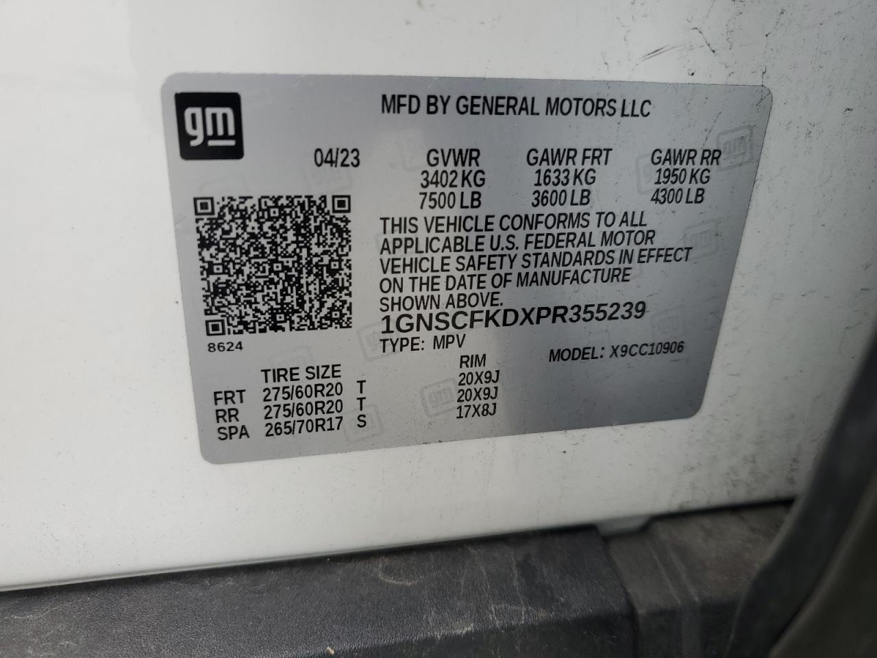 2023 Chevrolet Suburban C1500 Premier VIN: 1GNSCFKDXPR355239 Lot: 80282535