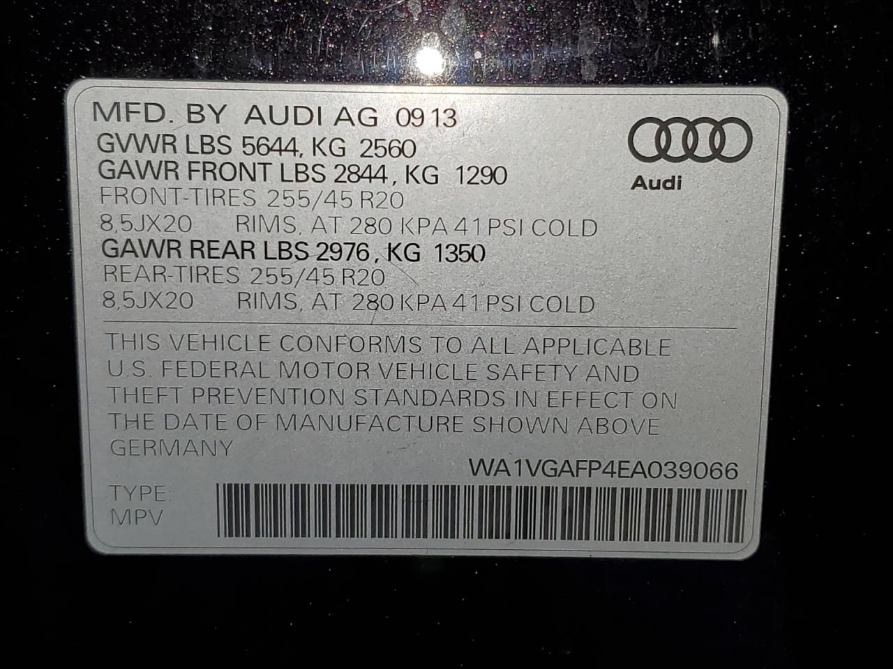 2014 Audi Sq5 Prestige VIN: WA1VGAFP4EA039066 Lot: 80902125