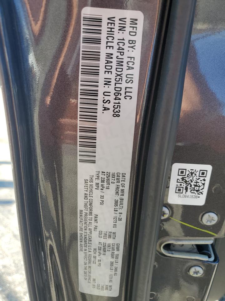 2020 Jeep Cherokee Limited VIN: 1C4PJMDX5LD641538 Lot: 81294695