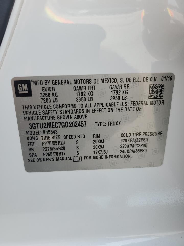 2016 GMC Sierra K1500 Sle VIN: 3GTU2MEC7GG202457 Lot: 71918325