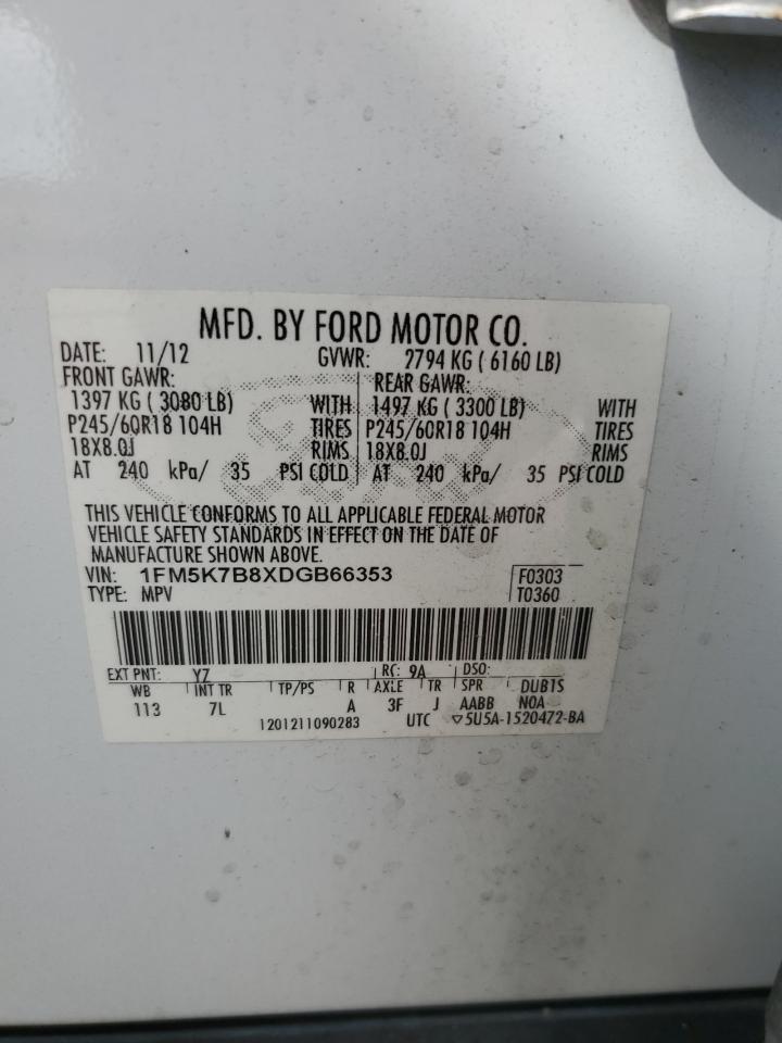 2013 Ford Explorer VIN: 1FM5K7B8XDGB66353 Lot: 81474035