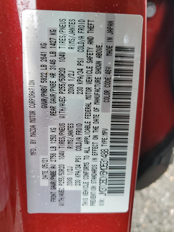 2021 Mazda Cx-9 Grand Touring VIN: JM3TCBDY6M0531488 Lot: 81217395