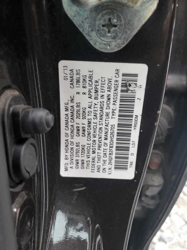 2013 Honda Civic Ex VIN: 2HGFB2F83DH526705 Lot: 72024975