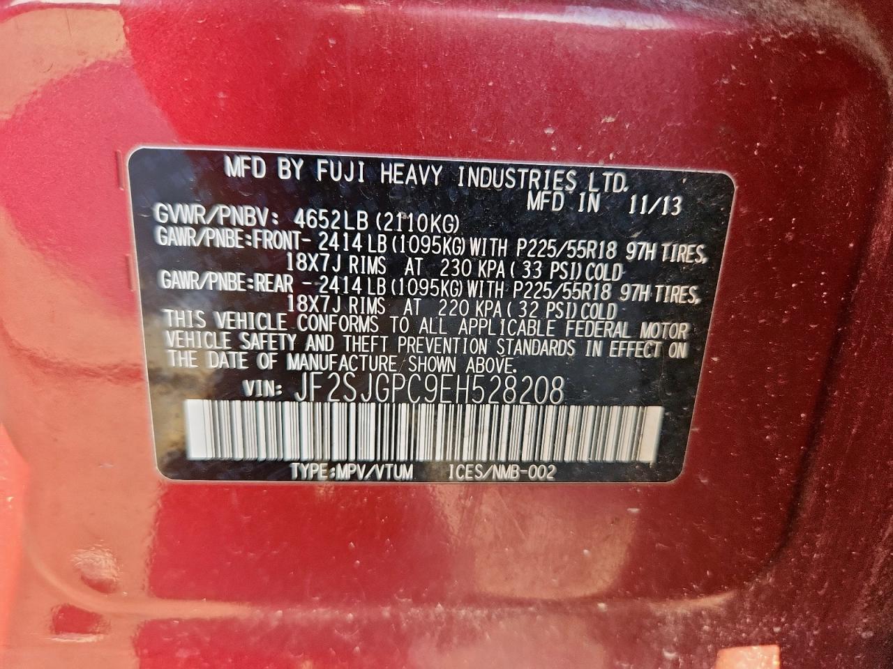 2014 Subaru Forester 2.0Xt Touring VIN: JF2SJGPC9EH528208 Lot: 84295665