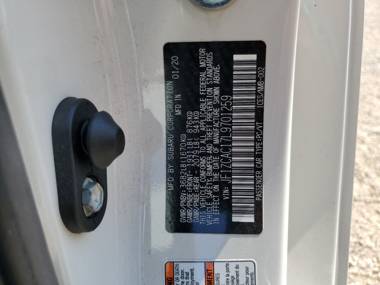 2020 Subaru Brz Limited VIN: JF1ZCAC17L9701259 Lot: 71849555