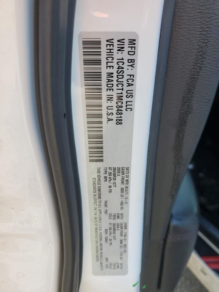 2021 Dodge Durango R/T VIN: 1C4SDJCT1MC848188 Lot: 81726075