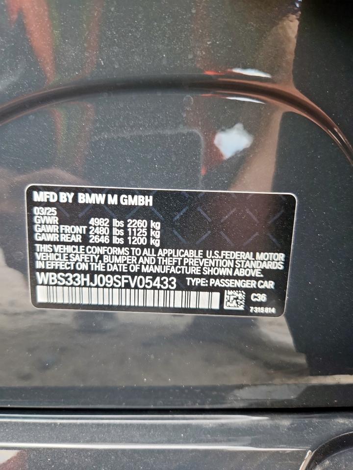 2025 BMW M3 Competition VIN: WBS33HJ09SFV05433 Lot: 80730815