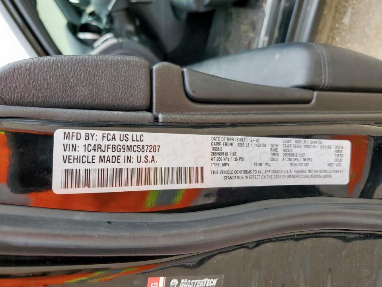 2021 Jeep Grand Cherokee Limited VIN: 1C4RJFBG9MC587207 Lot: 71394695