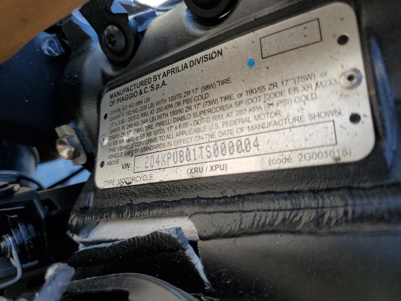 2026 Aprilia Rsv4 1100 Factory VIN: ZD4XPUB01TS000004 Lot: 80130565