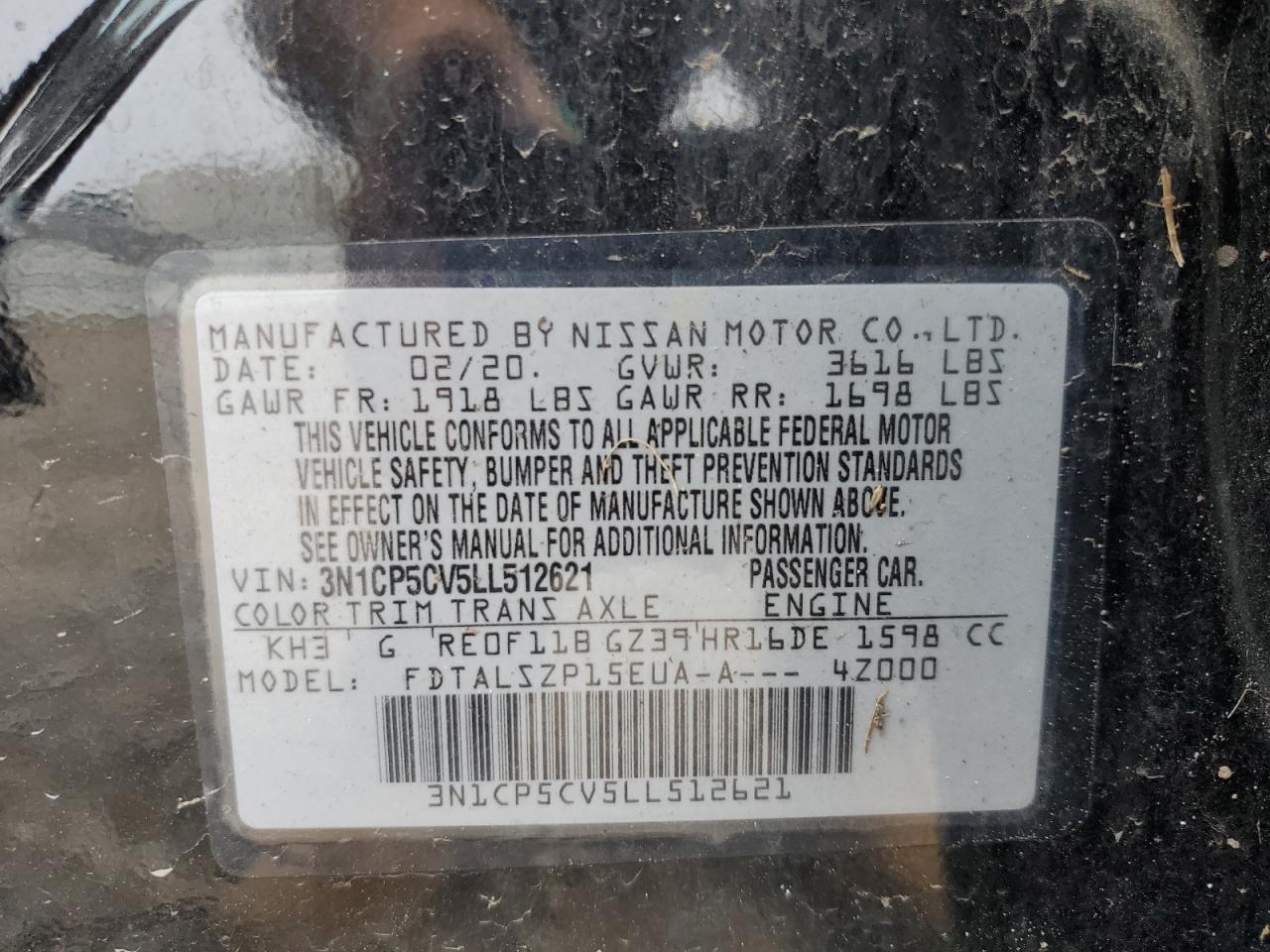 2020 Nissan Kicks Sv VIN: 3N1CP5CV5LL512621 Lot: 84454145