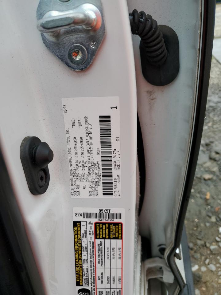 2022 Toyota Tundra Crewmax Platinum VIN: 5TFMA5AB2NX005937 Lot: 84606645