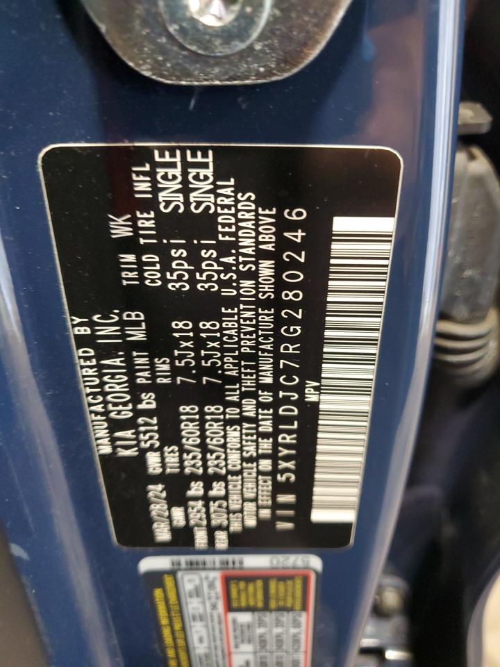 2024 Kia Sorento S VIN: 5XYRLDJC7RG280246 Lot: 80506915