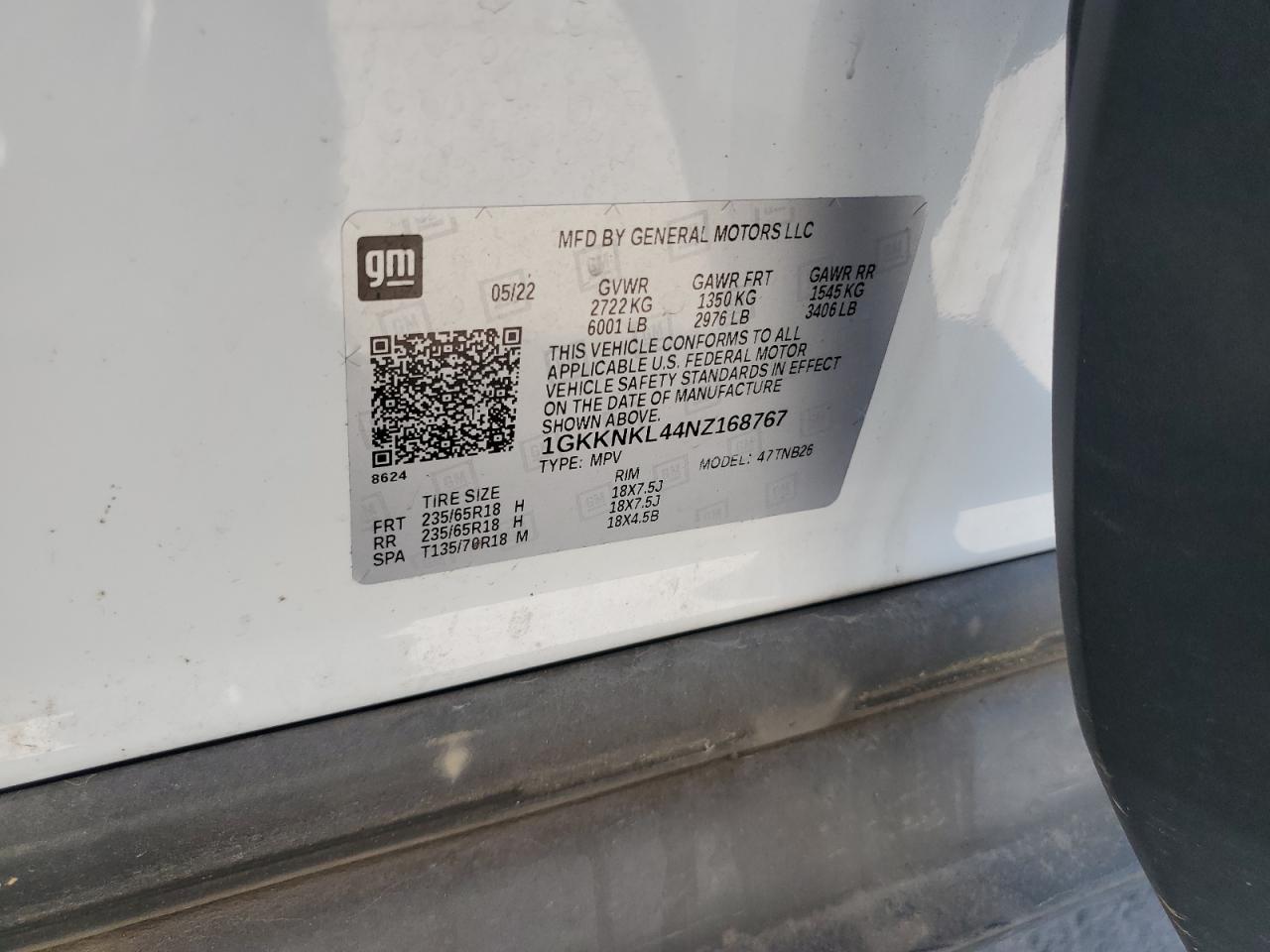 2022 GMC Acadia Sle VIN: 1GKKNKL44NZ168767 Lot: 81869155