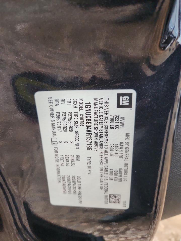 2010 Chevrolet Tahoe C1500 Lt VIN: 1GNUCBE04AR137136 Lot: 83794435
