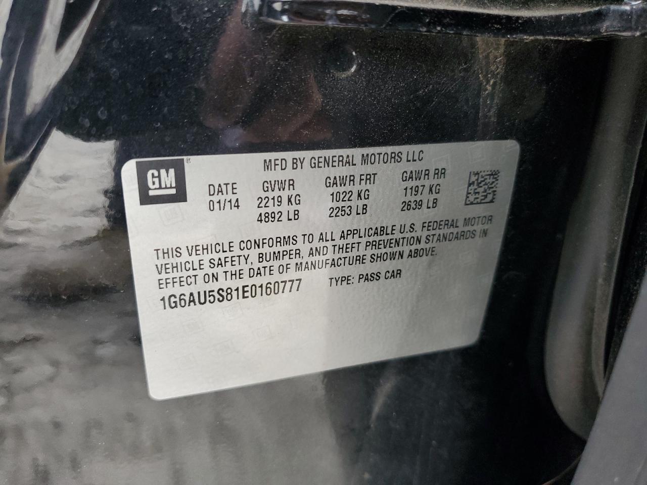 2014 Cadillac Cts Vsport VIN: 1G6AU5S81E0160777 Lot: 81209785