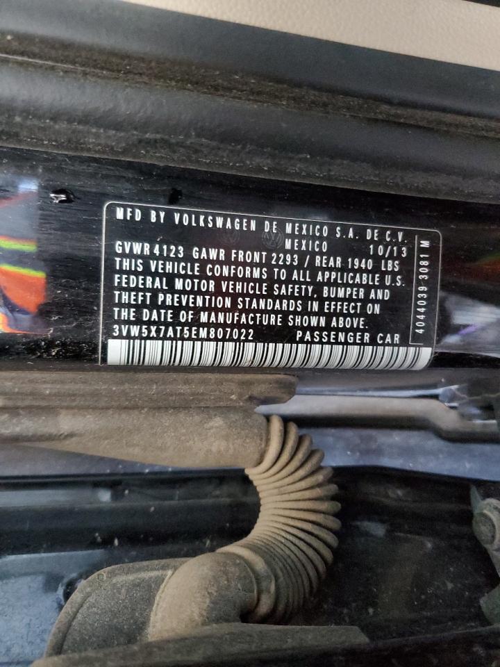2014 Volkswagen Beetle VIN: 3VW5X7AT5EM807022 Lot: 82060455