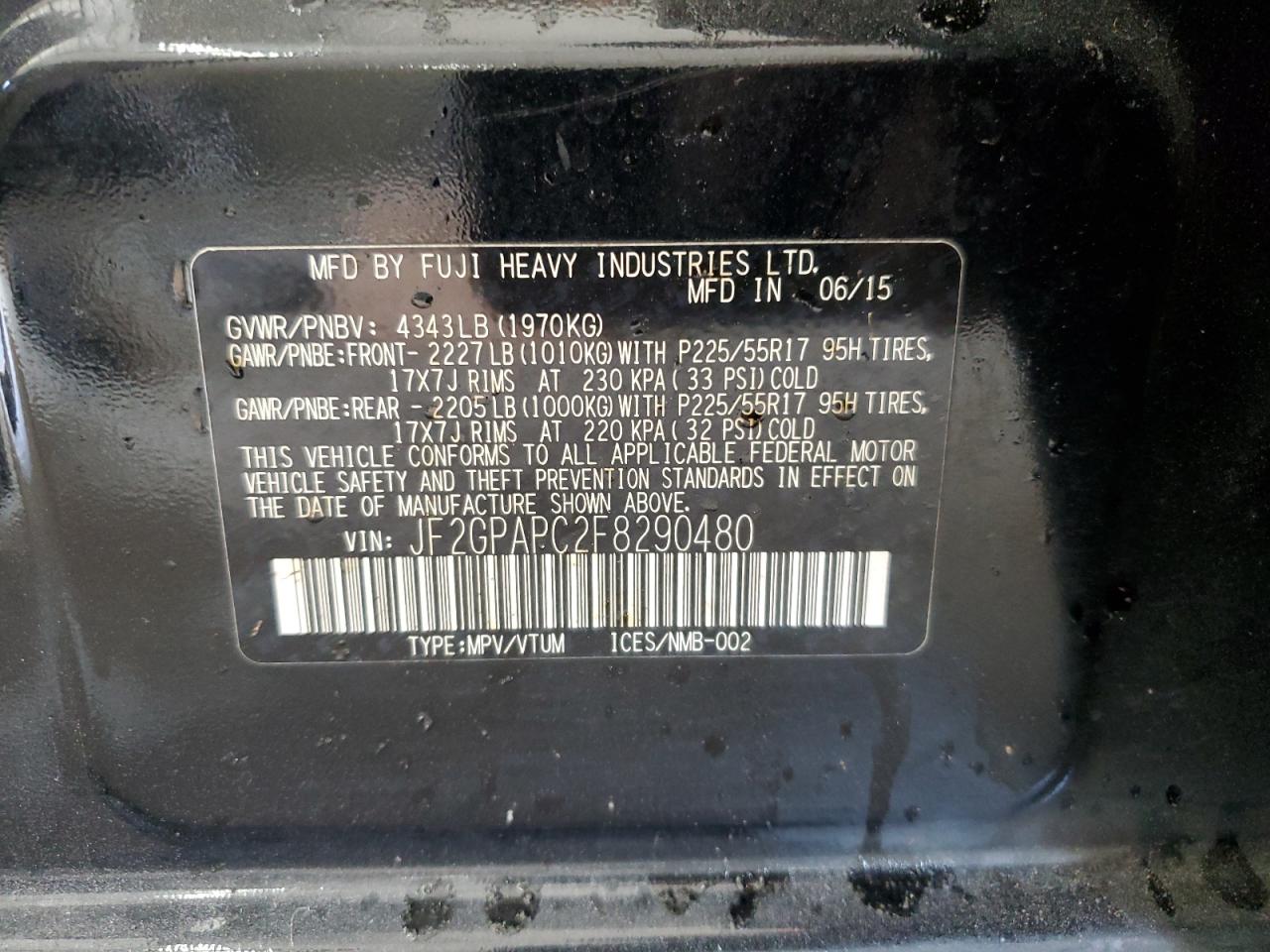 2015 Subaru Xv Crosstrek 2.0 Limited VIN: JF2GPAPC2F8290480 Lot: 72088895