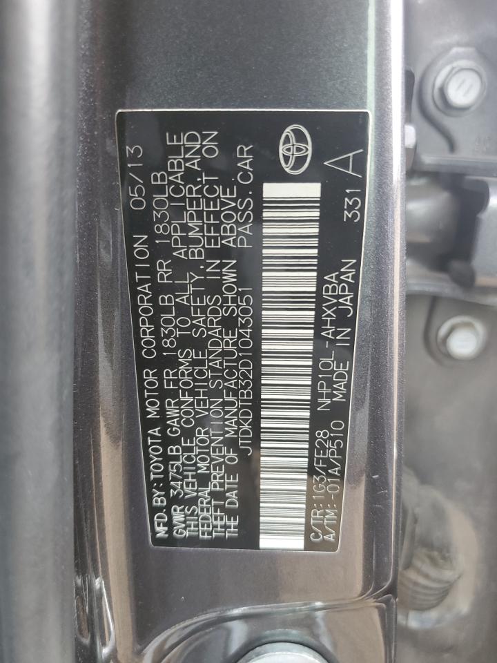 2013 Toyota Prius C VIN: JTDKDTB32D1043051 Lot: 82103875