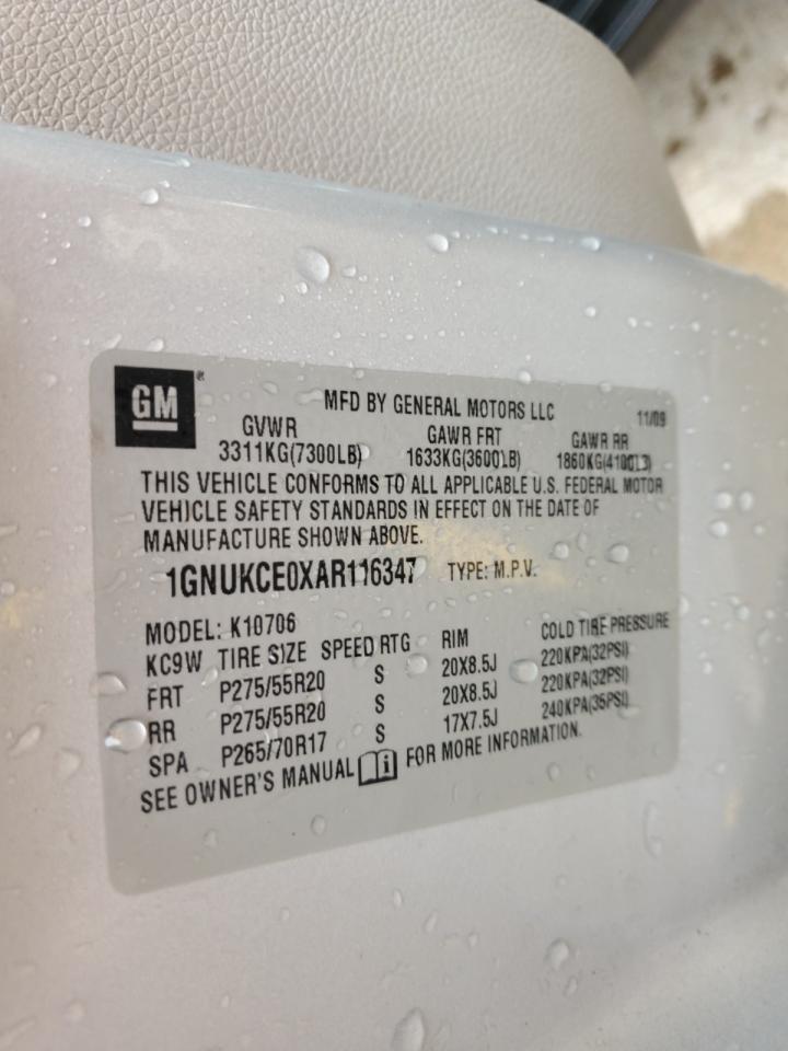 2010 Chevrolet Tahoe K1500 Ltz VIN: 1GNUKCE0XAR116347 Lot: 83841315