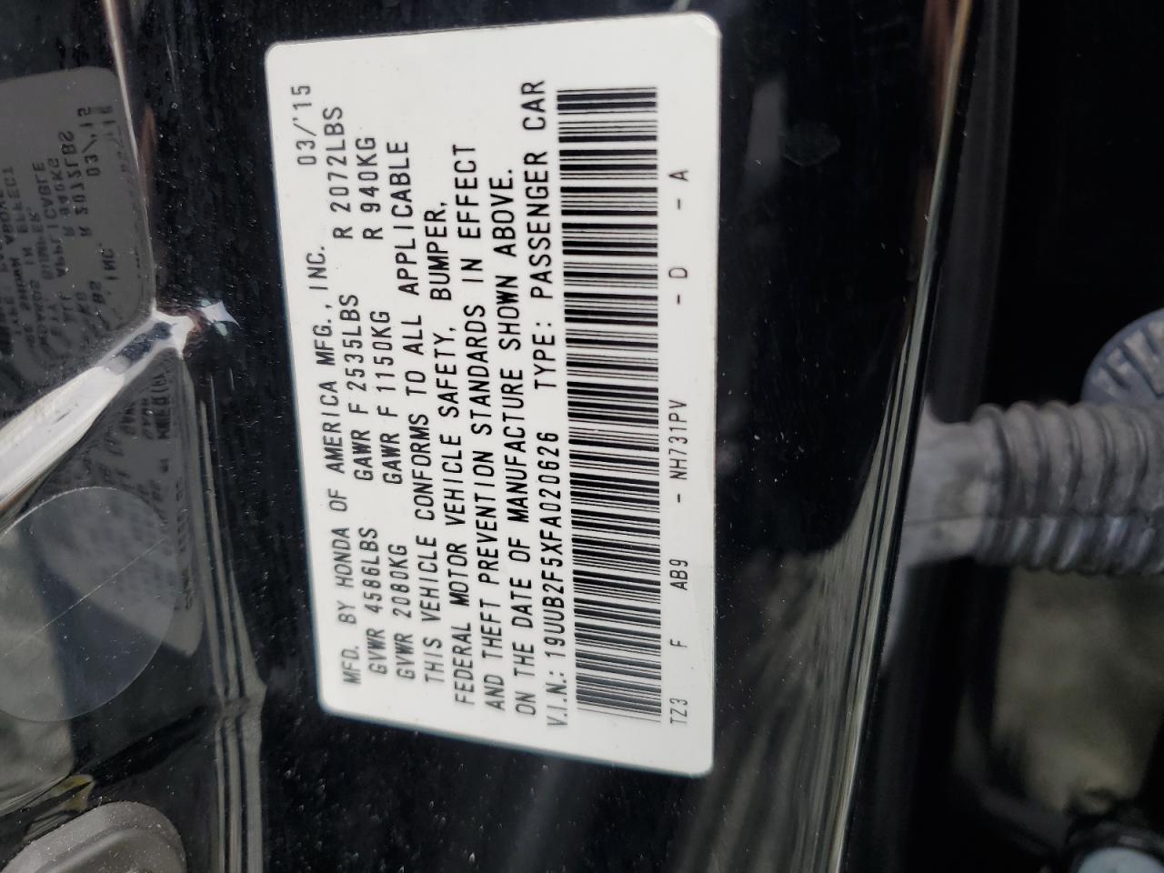 2015 Acura Tlx Tech VIN: 19UUB2F5XFA020626 Lot: 81819235