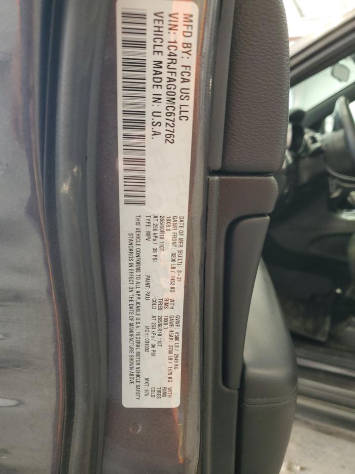 2021 Jeep Grand Cherokee Laredo VIN: 1C4RJFAG0MC672762 Lot: 71792245