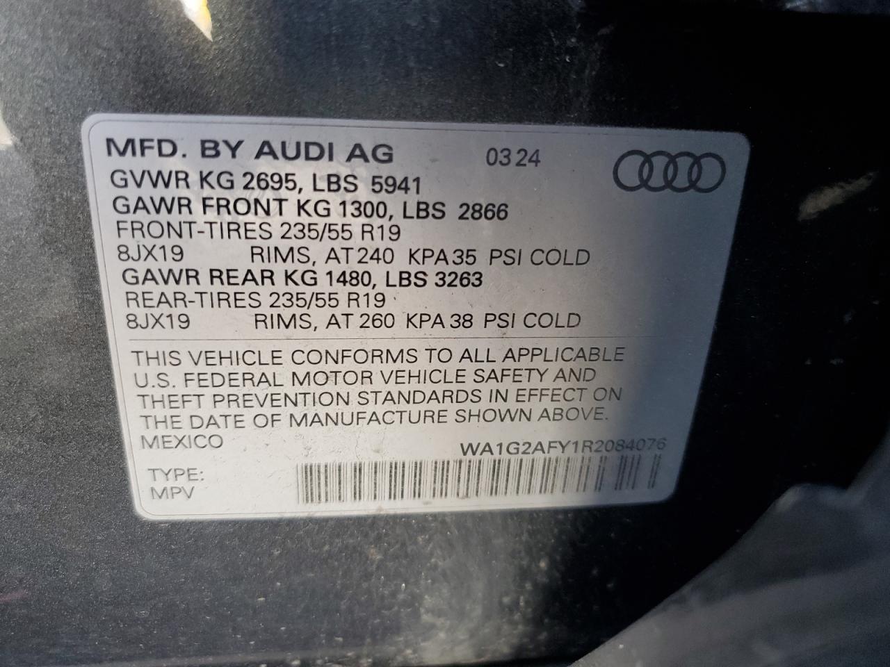 2024 Audi Q5 E Premium 55 VIN: WA1G2AFY1R2084076 Lot: 81895935