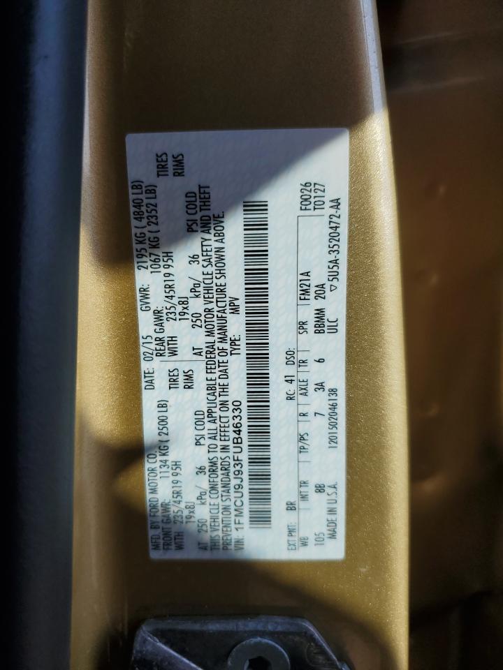 2015 Ford Escape Titanium VIN: 1FMCU9J93FUB46330 Lot: 80935815