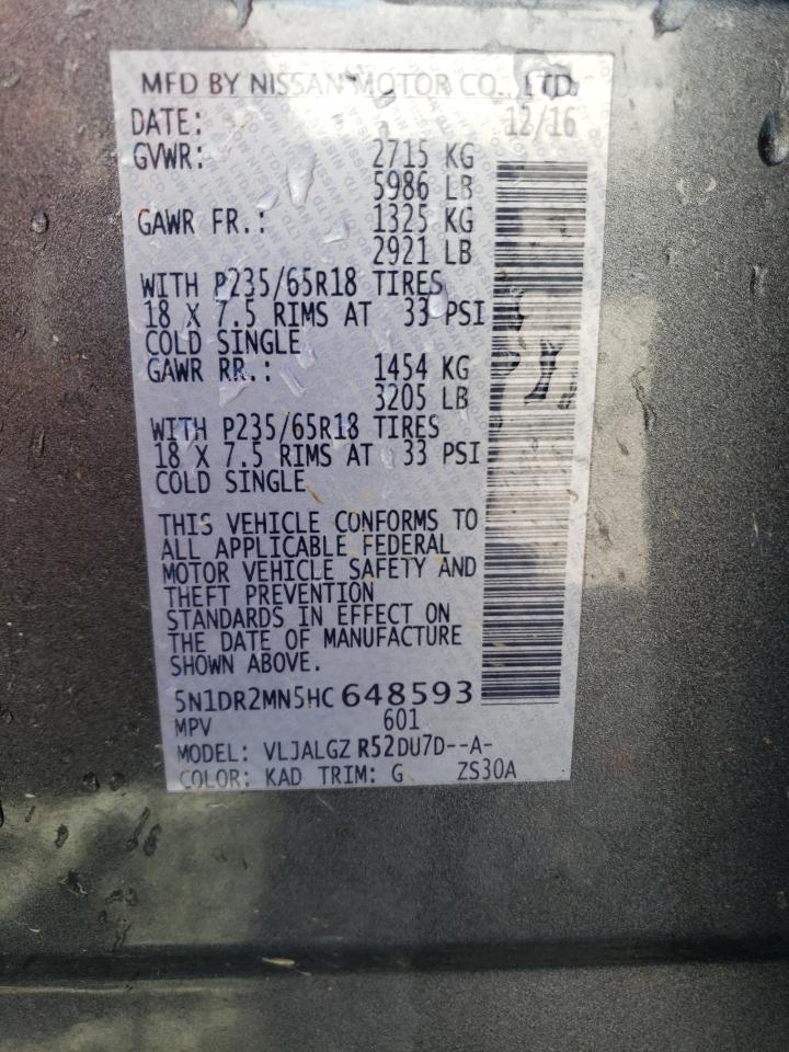 2017 Nissan Pathfinder S VIN: 5N1DR2MN5HC648593 Lot: 80713735