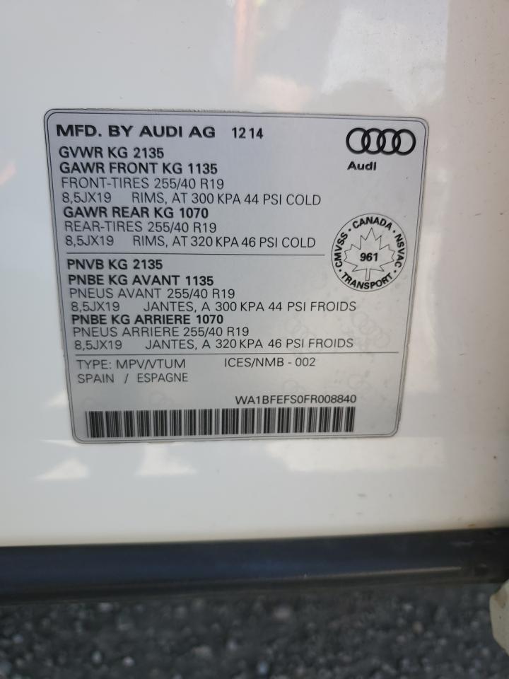 2015 Audi Q3 Premium Plus VIN: WA1BFEFS0FR008840 Lot: 69781815