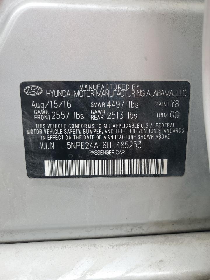 2017 Hyundai Sonata Se VIN: 5NPE24AF6HH485253 Lot: 81106975