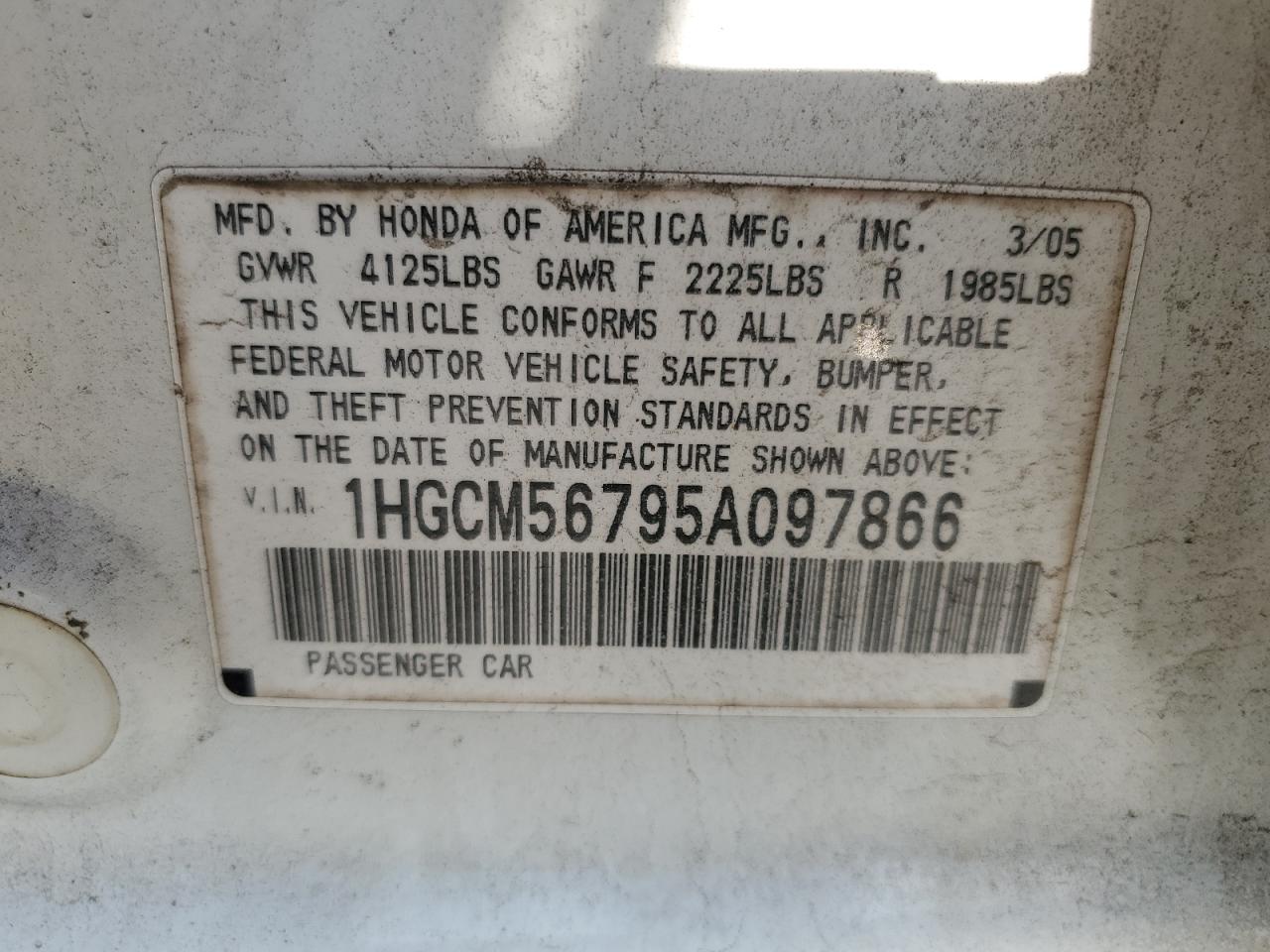 2005 Honda Accord Ex VIN: 1HGCM56795A097866 Lot: 71400555