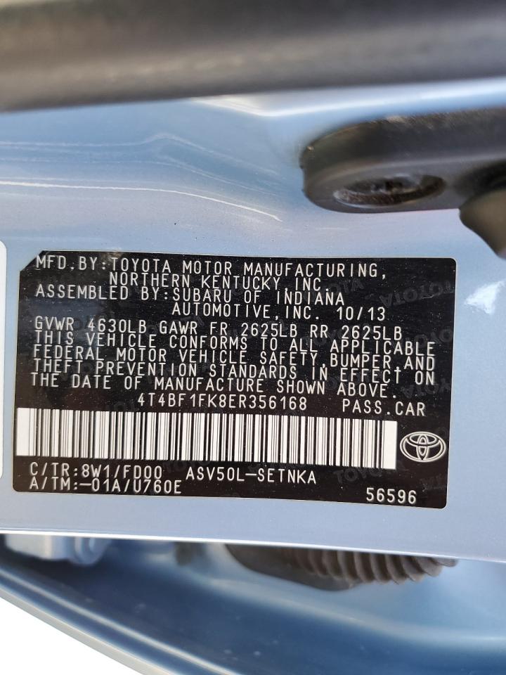 2014 Toyota Camry L VIN: 4T4BF1FK8ER356168 Lot: 81955235