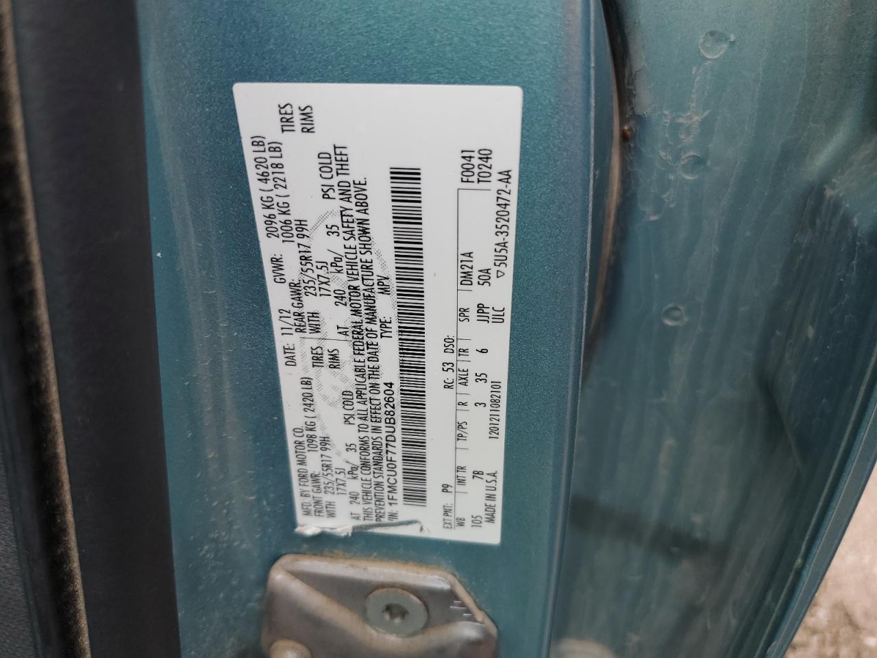 2013 Ford Escape S VIN: 1FMCU0F77DUB82604 Lot: 81616775