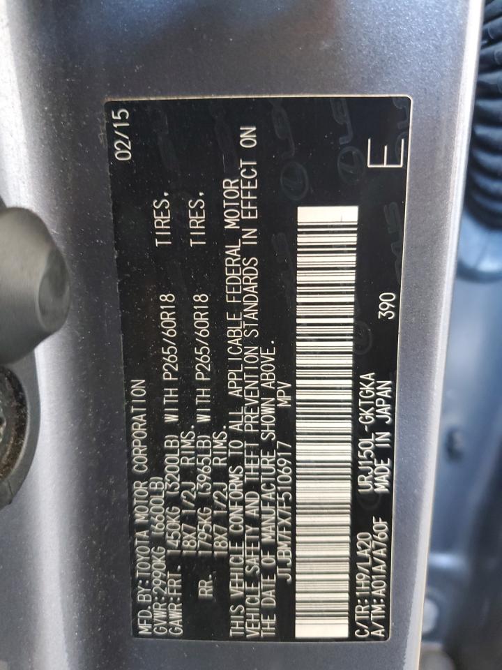 2015 Lexus Gx 460 VIN: JTJBM7FX7F5106917 Lot: 80990915