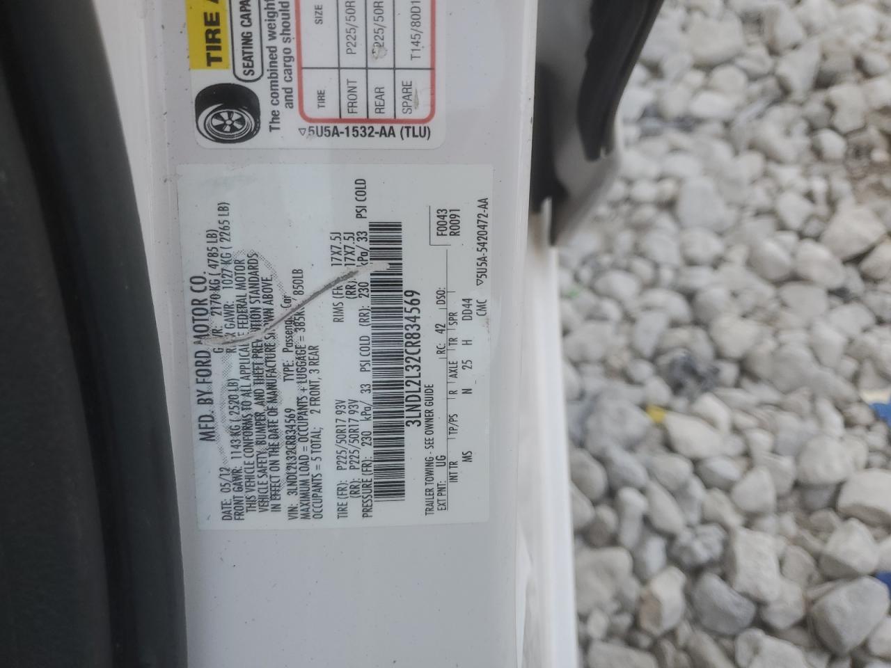 2012 Lincoln Mkz Hybrid VIN: 3LNDL2L32CR834569 Lot: 81330405